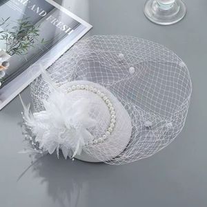20s 50s Tea Party Hat and Gloves Set Fascinator Hat for Women Funeral Pillbox Cocktail <strong>Headband</strong> with <strong>Veil</strong> - Product Image 3