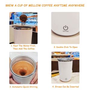 Custom Logo Printed 304 Stainless Steel Automatic Lazy <b>Coffee</b> Corporate Activity Business Gift Electric Milk Tumbler Cup - Product Image 6