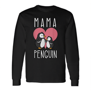 T-shirt a maniche lunghe Mama Penguin, completo coordinato per la festa della mamma - Product Image 2