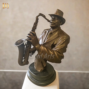 Fabriqué à la main 38cm petite décoration moderne Bronze laiton saxophone joueur Statue <span class=keywords><strong>musicien</strong></span> Figurine abstraite clarinette Statue - Product Image 1