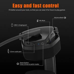 NUBWO G06ชุดหูฟังสำหรับเล่นเกมไร้สายแบบคู่พร้อมไมโครโฟนสำหรับ PS5 PS4พีซีมือถือสวิตช์: ไร้สาย2.4GHz + - Product Image 6