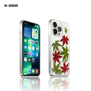 K-DOO Scene Series Natural Maple Leaf Phone Case Real Dried Leaves Mobile Back Cover for iPhone 13/13mini/13pro/13promax unique