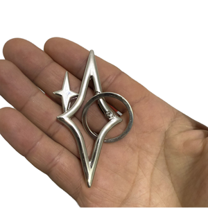 QYS Zinc Alloy Carabiner Keychain UV Printed Cross Pendant Silver Metal Key Ring Waterproof <b>Bag</b> <b>Charm</b> - Product Image 1