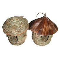 Grass Twine Birdhouse and Feeder