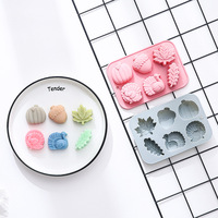 Moule en silicone antiadhésif thème dinde et citrouille, réutilisable de qualité alimentaire, mignon, magnétique, pour chocolat, bonbons et glaçons DIY