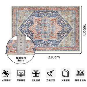 พรมปูพื้นลายเหรียญสไตล์ชาติพันธุ์ รูปทรงสี่เหลี่ยมผืนผ้า ทำจากเส้นใยโพลีเอสเตอร์ กันลื่น ใช้ในบ้าน ซักทำความสะอาดได้ ทำความสะอาดเฉพาะจุด ปูเต็มพื้นที่ - Product Image 3