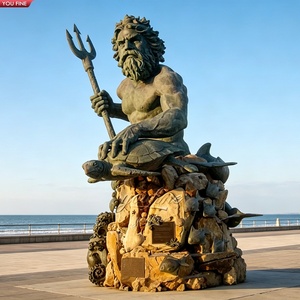 Sculpture YOUFINE en bronze du <span class=keywords><strong>Dieu</strong></span> de l'Océan Neptune, base animaux marins tortue, requin, pieuvre, art métallique pour l'attraction centrale des stations balnéaires - Product Image 1