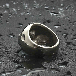Men's <b>Titanium</b> Steel Skull <b>Ring</b> Silver Retro Punk Style Jewelry Gift 26025 - Product Image 3