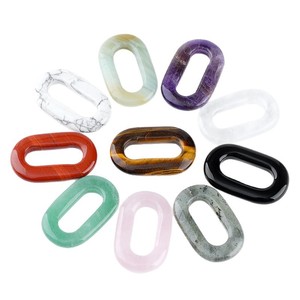 Pingente Oval de Pedra Natural 25x40mm com Furo Grande, Círculo de Cristal Esculpido para Fabricação de Joias e Colares DIY - Product Image 1