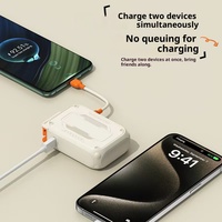 Batterie externe en plastique haute capacité 10000 mAh avec câble intégré et prise secteur, charge rapide, chargeur portable, sortie Type-C
