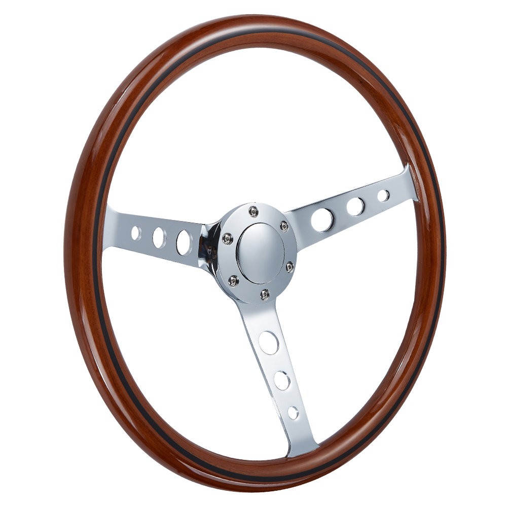 Classic Wood Boat Steering Wheel - 15 Inch Wooden Wheel