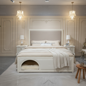 Cadre de lit capitonné de luxe moderne, taille King, avec rangement pour animaux de compagnie, ensemble de meubles de chambre personnalisé - Product Image 5