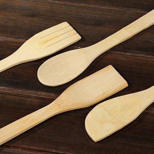 Bamboo Cooking Utensil Set 5 Pieces Wooden Spatula Spoon Kitchen Tools For Stirring Serving - Product Image 2