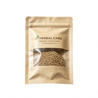 Sachet plat à trois soudures avec fenêtre, en papier kraft biodégradable PLA, qualité alimentaire, 100 % compostable, refermable, pour suppléments, vente en gros OEM