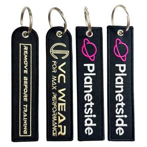 Cheap Brand Name Chain Embroidered Fabric Keychains <b>Key</b> Tag Jet Tags <b>Custom</b> Logo Keychain - Product Image 1