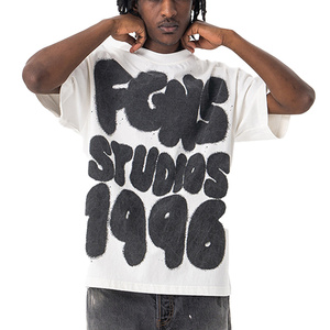 T-shirt en coton 100% surdimensionné à manches courtes, poids du tissu 220 grammes, motif de lettres imprimé à l'écran de haute qualité en gros - Product Image 5