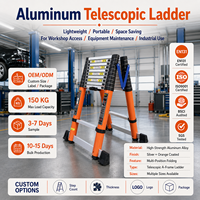 Échelle télescopique en aluminium réglable 150 kg, design pliable multi-positions, moderne, certifiée CE, pour entrepôt industriel et maintenance