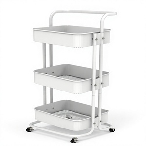 Carrito de Almacenamiento Metálico de 3 Niveles con Ruedas, Diseño Rectangular Minimalista para Baño u Oficina, Fácil de Limpiar, Tipo Vertical - Product Image 1