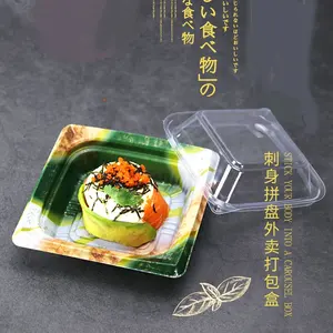 VUÔNG Sushi Khay Vỉ Hộp Đưa Ra Bữa Ăn Sushi Hộp Nhựa Dùng Một Lần Đóng Gói Với In Ấn