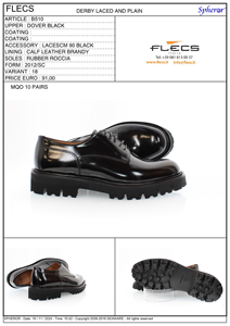 Chaussures de Ville Richelieu pour Homme de la Marque FLECS Fabriquées en Italie en Cuir Noir à Bout Uni pour le Bureau et le Quotidien - Product Image 4