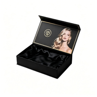 Boîte à perruque pliable double porte personnalisée, insert éponge soie antichoc, emballage rigide magnétique luxueux pour