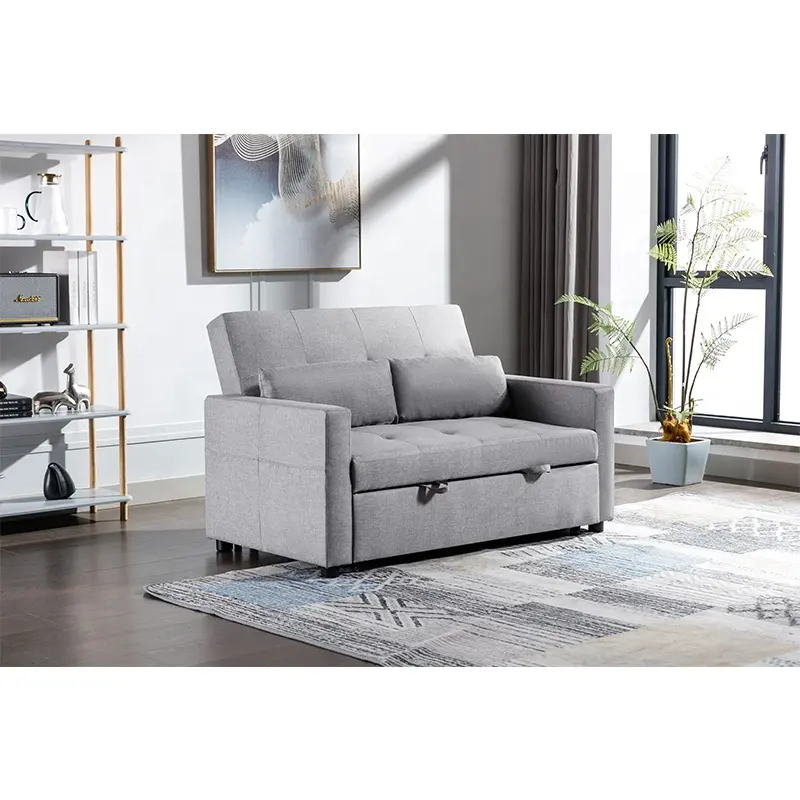 Pull Out Sofa Bed With Adjustable Backrest Sleeping Multi-function Sofa Beed With Side Pockets