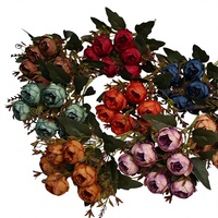 Nouvelles Fleurs Artificielles Durables en Soie à 6 Têtes, Style Automne Austin, Pivoines Rétro Nordiques Vintage pour Décoration de Table à Manger, Hôtel et Fenêtre
