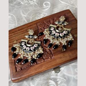 Handmade Pearl Chandelier Earrings Designer Meenakari Enamel Chandbali <b>Drop</b> Party Jewelry for Women - Product Image 1