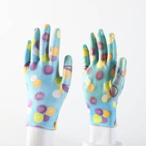 China Manufacturer Printing Polyester Work <strong>Glove</strong> Palm Coated with <strong>Nitrile</strong> Anti-slip Safety for Common Work - Product Image 3