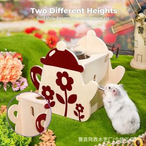 ชั้นวางอาหารแฮมสเตอร์ไม้รูปทรงกาน้ำชาทนทานสำหรับแฮมสเตอร์ - Product Image 4