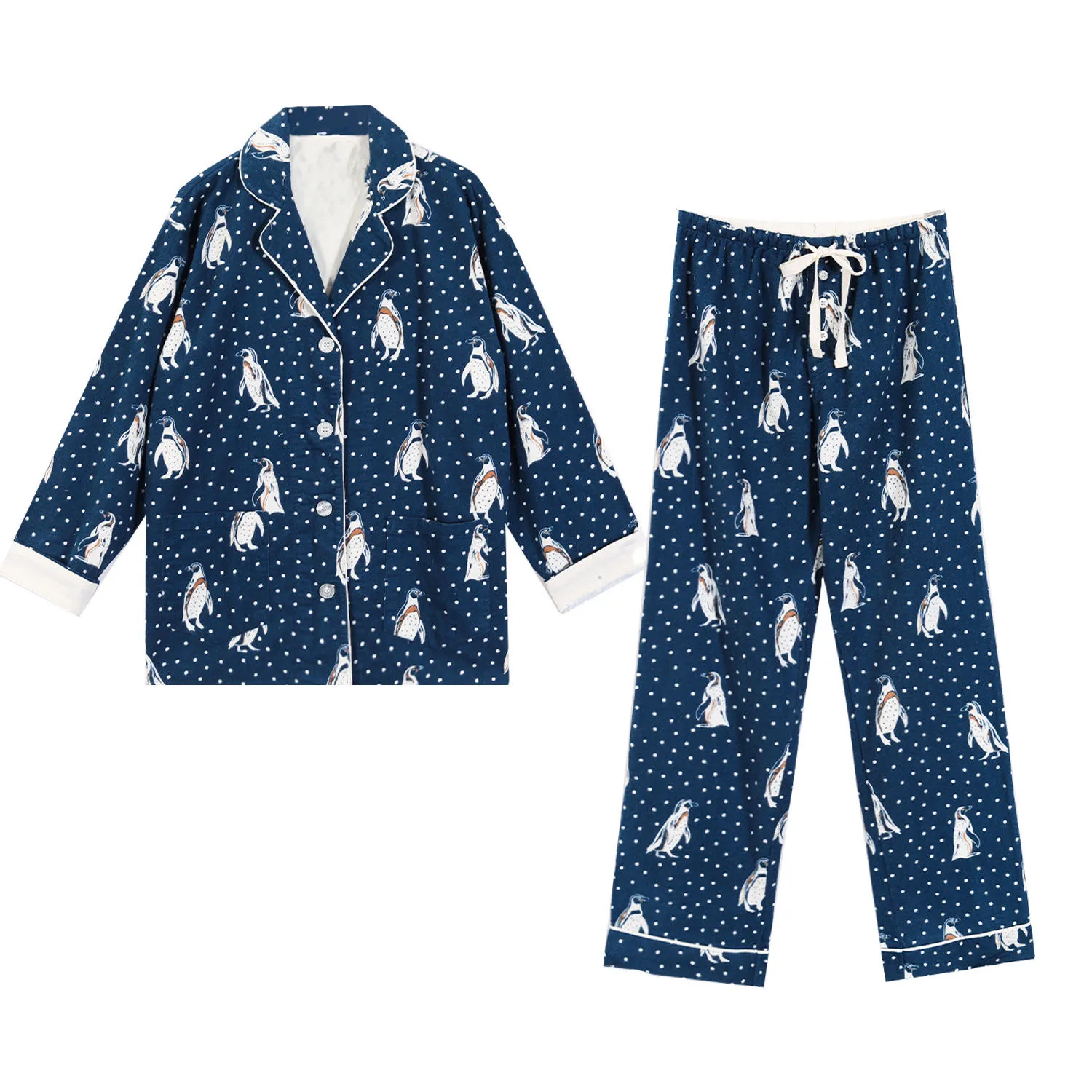 Light Weight Two Pieces Women Pajamas Pyjamas With Long Sleeves Casual Women's Homewear