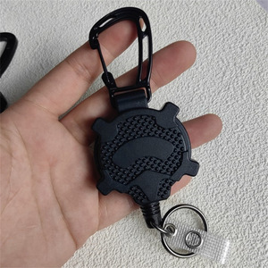 Factory wholesale black steel wire rope fishing carabiner <b>clips</b>, printable logo heavy-duty badge <b>clips</b>, easy-pull backpack - Product Image 4