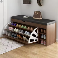 Meuble de rangement à chaussures en bois au design moderne, organisateur de chaussures en bois avec panneau, banc à chaussures pour entrée