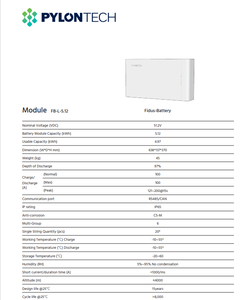 Pylontech 5.12kWh 100Ah 51.2V fidus-EU แบตเตอรี่ลิเธียมพลังงานแสงอาทิตย์แรงดันต่ำแบตเตอรี่ pylontech มีในสต็อก - Product Image 2