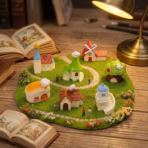 Figurines miniatures en résine style dessin animé mignon, <span class=keywords><strong>maison</strong></span> de village féerique, simulation créative, ornement de terrarium DIY, château, <span class=keywords><strong>moulin</strong></span> <span class=keywords><strong>à</strong></span> <span class=keywords><strong>vent</strong></span>, arbre - Product Image 2