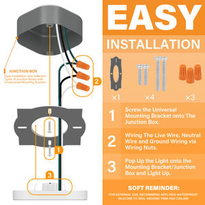 Lámparas LED de Techo Redondas de 7 Pulgadas con Iluminación de Borde, Atenuación Triac, 5 CCT, Montaje en Superficie, Disponibles en EE. UU. - Product Image 5