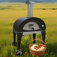 Four à pizza rotatif d'extérieur, four à pizza portable au gaz ou au bois avec pierre pour la cuisson, idéal pour le jardin et le camping, corps en acier inoxydable