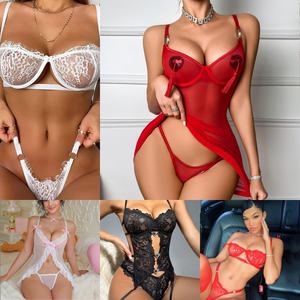 Venta Directa <span class=keywords><strong>de</strong></span> Fábrica: Conjuntos <span class=keywords><strong>de</strong></span> <span class=keywords><strong>Lencería</strong></span> <span class=keywords><strong>de</strong></span> <span class=keywords><strong>Encaje</strong></span> para Mujer con Diseño <span class=keywords><strong>de</strong></span> Tres Puntos que Revela el Busto, <span class=keywords><strong>Lencería</strong></span> Íntima Femenina - Product Image 1