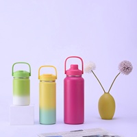 Botella de Agua de Boca Ancha con Tapa Personalizable de 16 oz, Botella de Viaje Aislada al Vacío de Acero Inoxidable, Recipiente Reutilizable para Bebidas, Logotipo Personalizado OEM