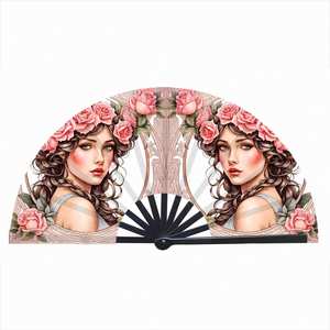 Éventail portable classique en satin de bambou Oxford de 33 cm avec impression de logo personnalisé pour les fêtes du Nouvel An, grand format 13 pouces imprimé - Product Image 4