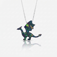 925 Sterling Silber Drachen Blauer Opal Anhänger Halskette Schmuck