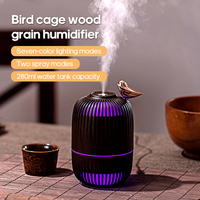 Chambre Portable Usb Humidificateurs 280Ml Grain De Bois Petit Creux Cage À Oiseaux Hydratant Peau Pulvérisateur Intelligent Humidificateur D'air