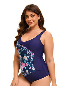 Elegante traje de baño de una pieza para mujer europea americana transpirable ecológico Sexy espalda recortada diseño de bloque de Color patrón sólido - Product Image 4