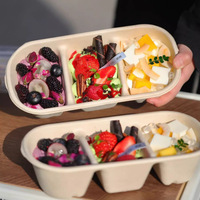 Boîte à emporter transparente à trois compartiments, épaissie, pour mini-gâteaux, avec cuillère, idéale pour le thé de l'après-midi, les desserts et les yaourts froids.