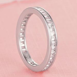 Sun Star TL-366 Fine Jewelry Channel Set Full Eternity <b>CZ</b> 925 Sterling Silver Rhodium Plated Wedding Party <b>Rings</b> Classic Design - Product Image 2