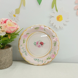 Vaisselle de fête du thé DAMAI, décorations de table, thème floral, assiette d'anniversaire, vaisselle jetable à thème rose, gobelets en papier, serviettes - Product Image 3