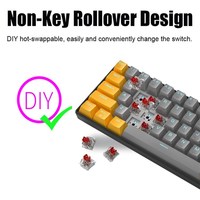 Clavier de jeu mécanique IBLANCOD K61 avec touches de couleur mixte rouge/bleu, axe bleu, rétroéclairage bleu pour ordinateur