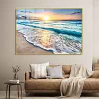 Moderne luxe coucher de soleil paysage Art hôtel peinture cristal porcelaine Art mural pour salon océan paysage produits ménagers