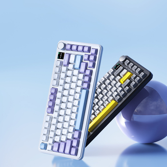 New Arrived Ajazz AK820MAX 75% Gasket Gaming BT Wired USB RGB 2.4G Wireless Mechanical Keyboard With Screen