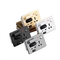 Câble de charge rétractable USB multifonction, port Type-C, prise 13A, 3 prises, normes britanniques/européennes, prise murale universelle
